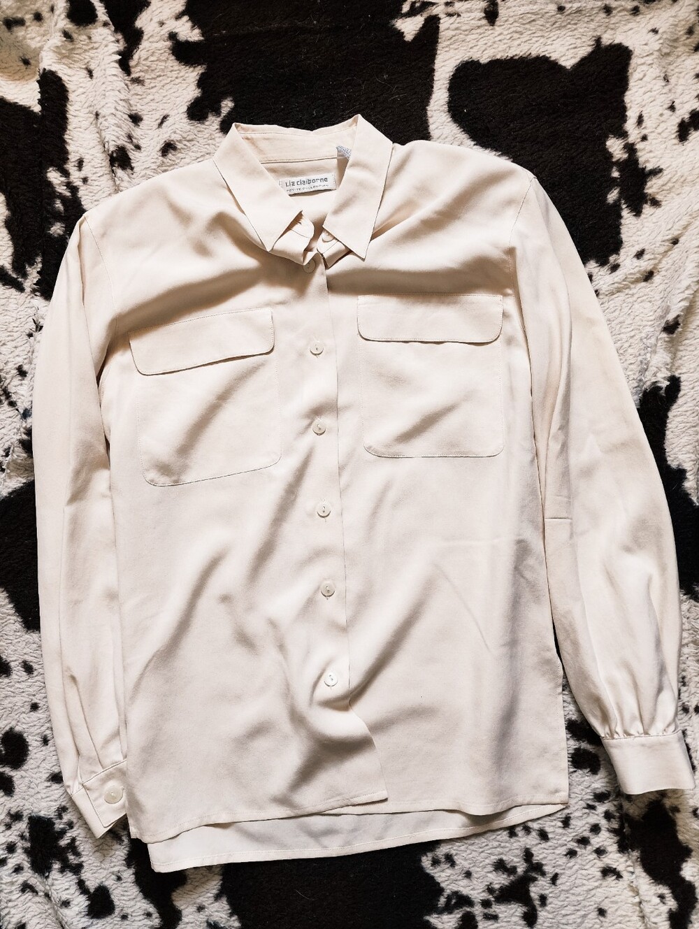 "LIZ CLAIBORNE" WOMEN'S 80'S/90'S SILK BLOUSE - CREAM